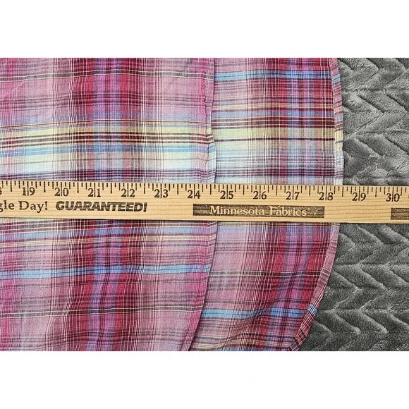 Bit & Bridle Shirt Womens Size Medium Pink Plaid Top Blouse Roll Tab 3/4 Sleeves - Picture 6 of 6